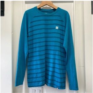 Lot of 2 Men's Blue Stripe Long Sleeve T-Shirts DC Size Medium